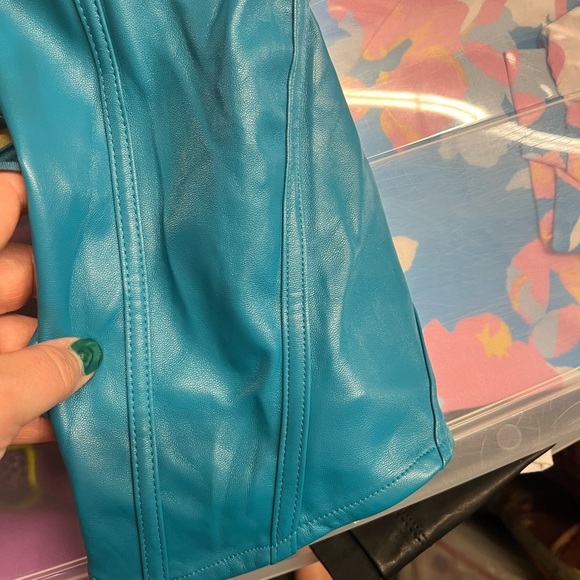 Sincerely Jules faux leather cropped corset top blue size medium bustier - Picture 9 of 9